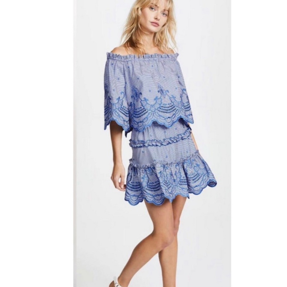 Alexis Light Blue Off-the-Shoulder Embroidered Top